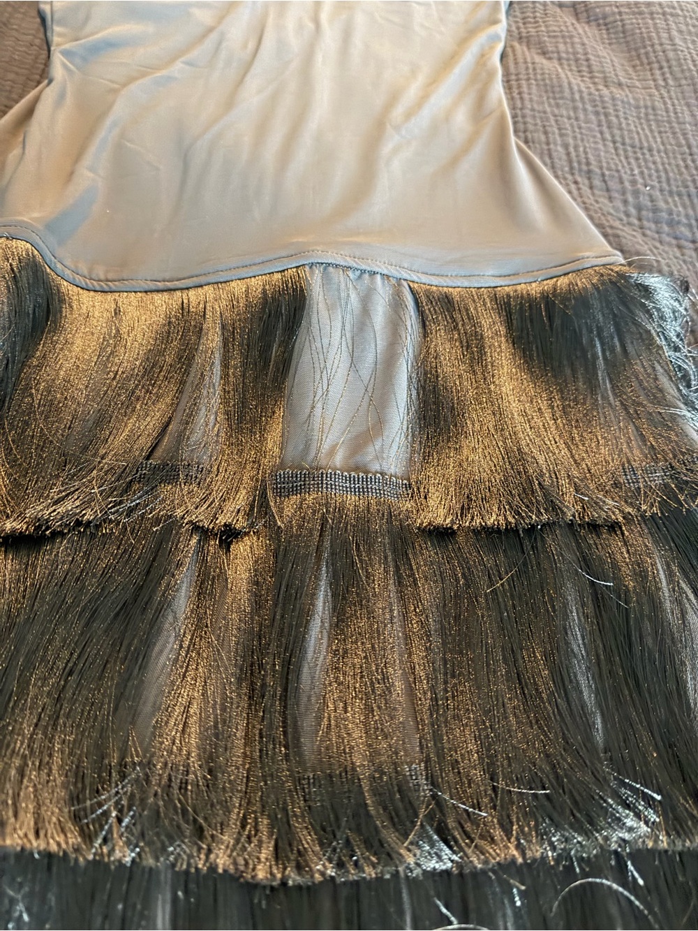 PrettyLittleThing Brown Mesh Fringe Maxi Dress (FLAWED - READ DESCRIPTION) - Picture 7 of 7